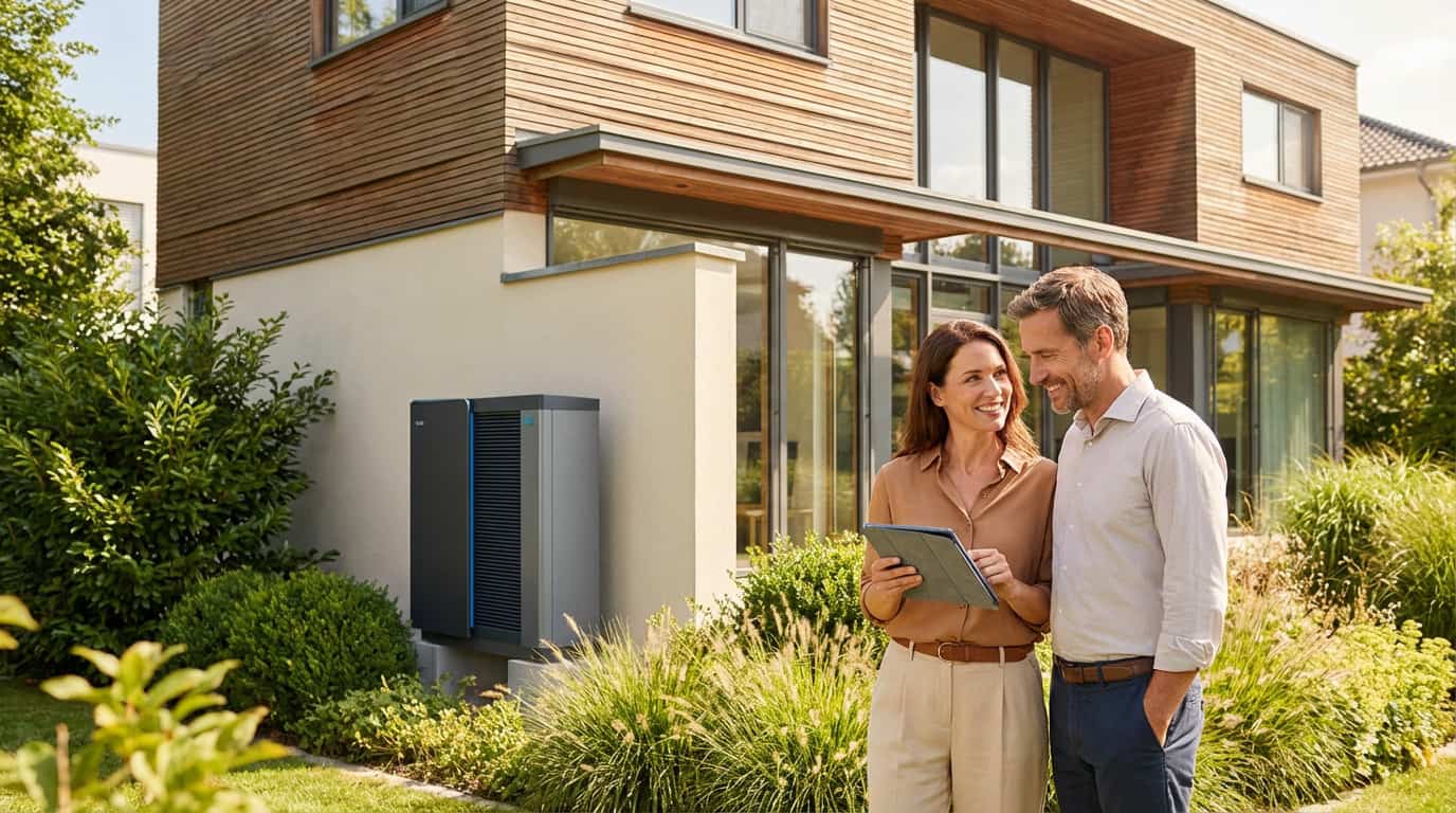 afuskay7_energy-efficient-living-happy-couple-and-heat-pump (1) Tout savoir sur les aides pompe à chaleur